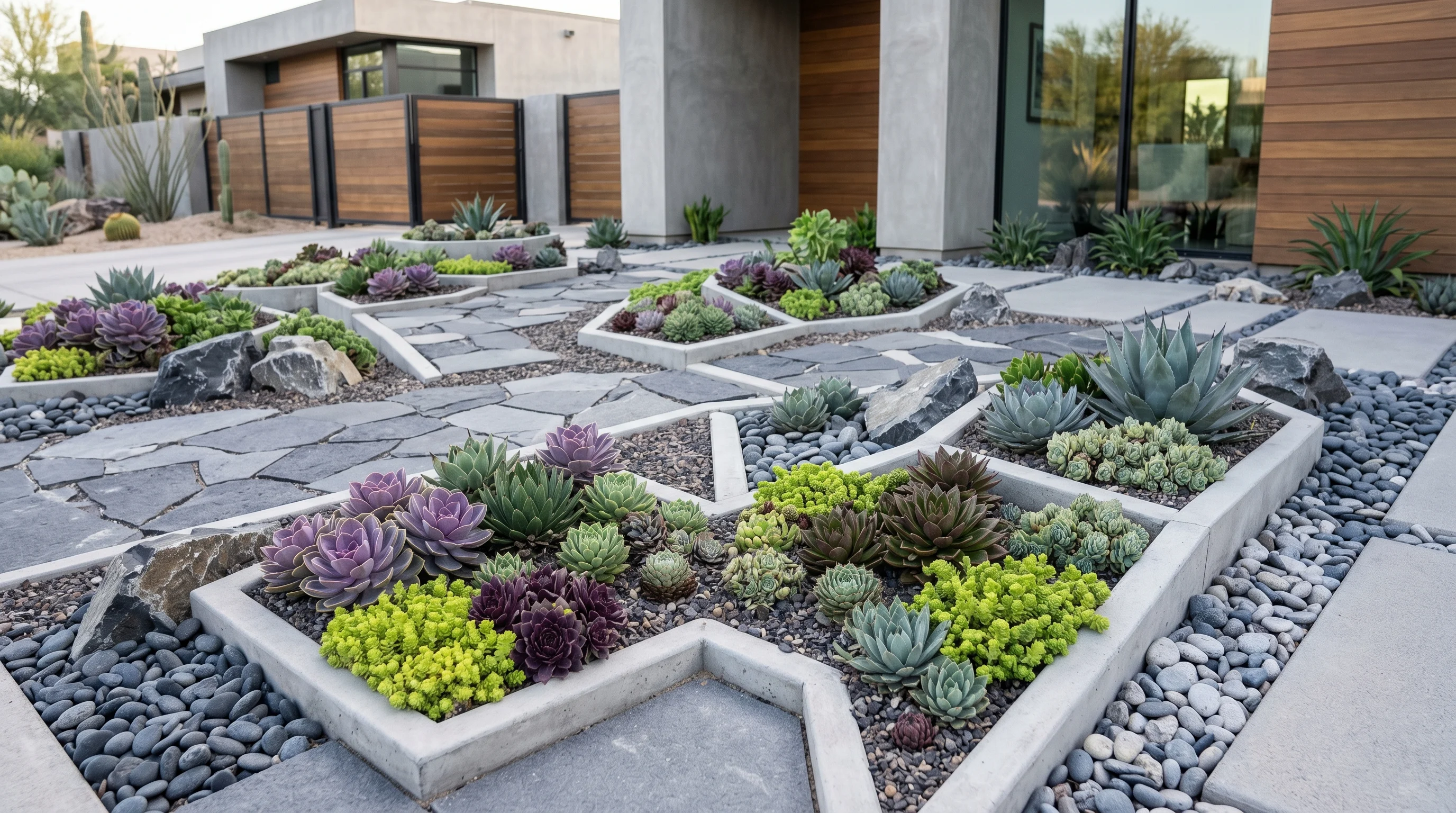 Modern succulent garden
