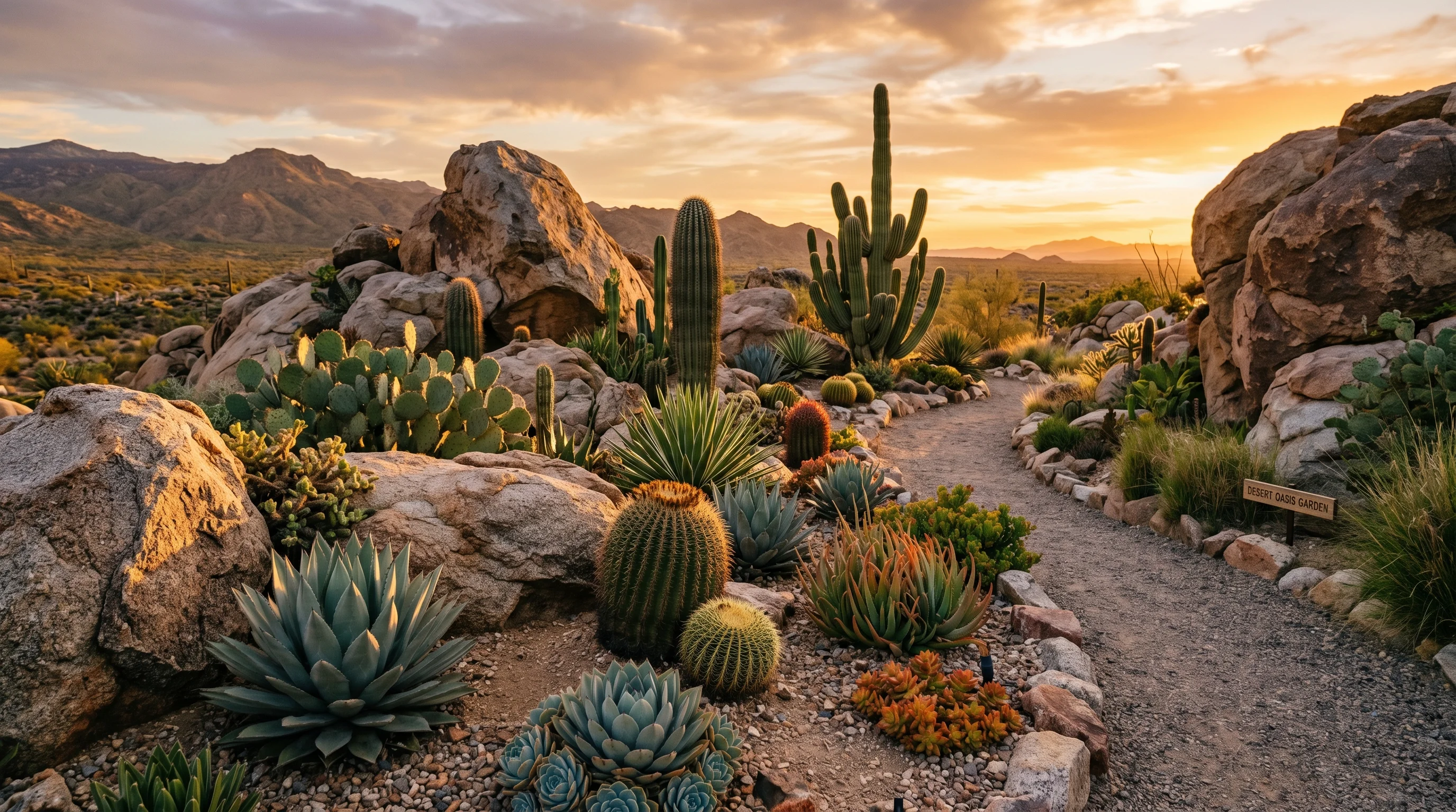 Succulents with boulders