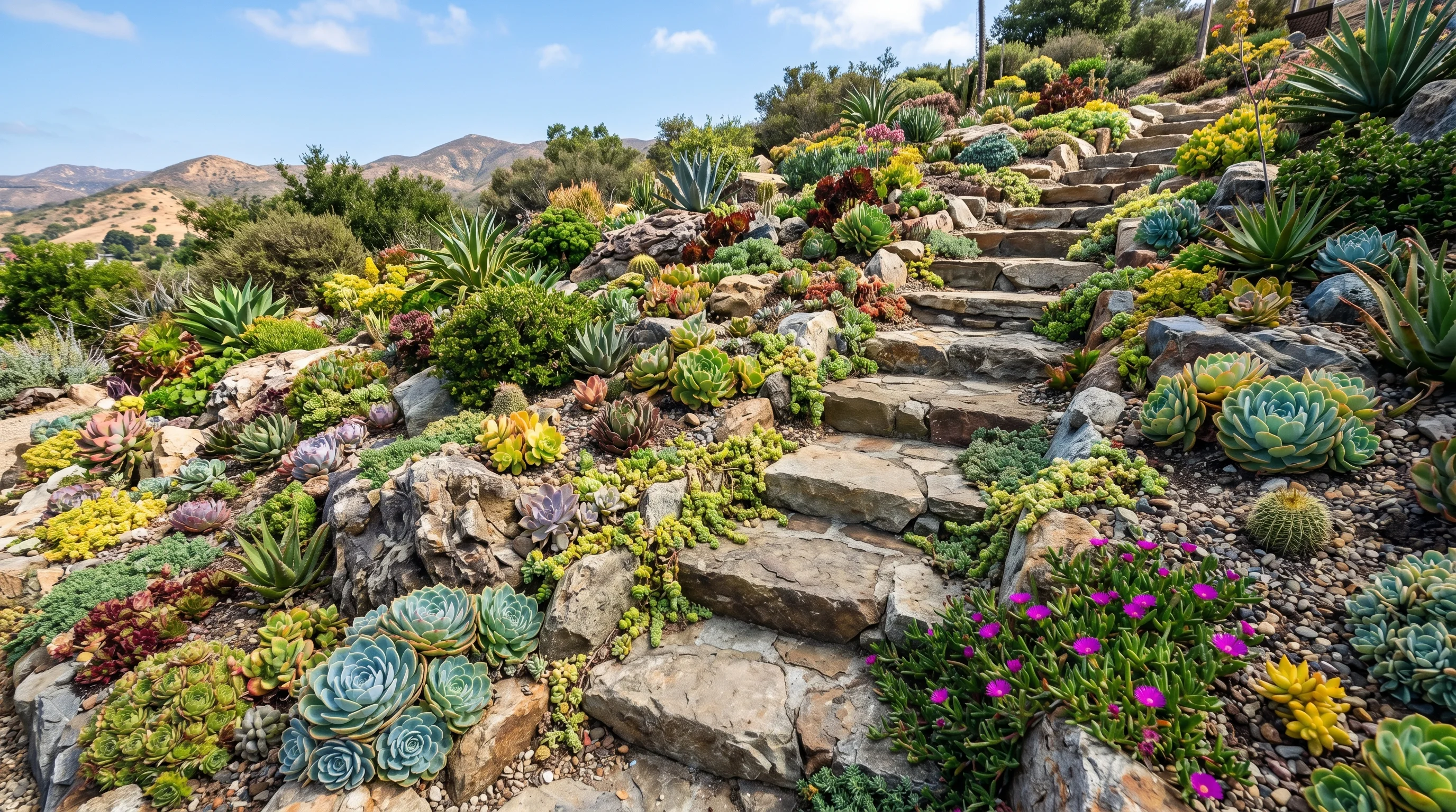 Succulent slope garden