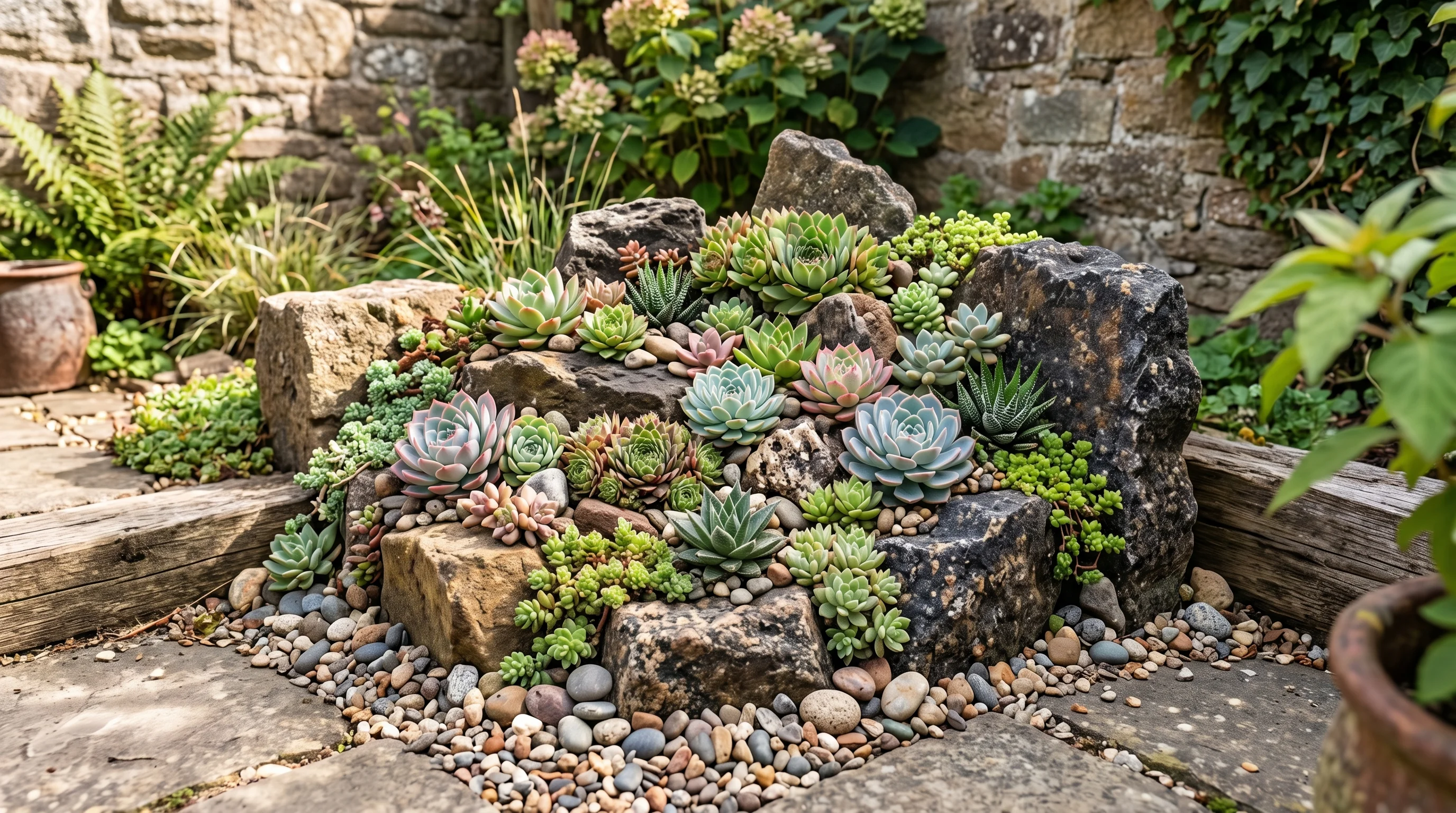 Desert style succulent garden