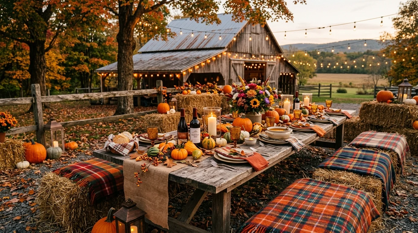 Use hay bales as rustic seating accents