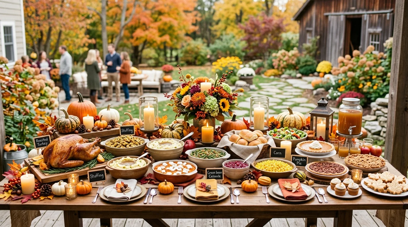 Style a buffet station with fall decor