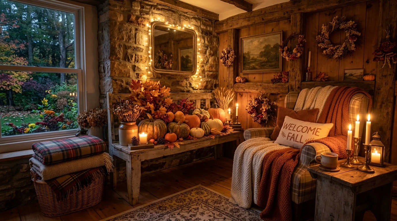 Finish with cozy textiles and natural accents