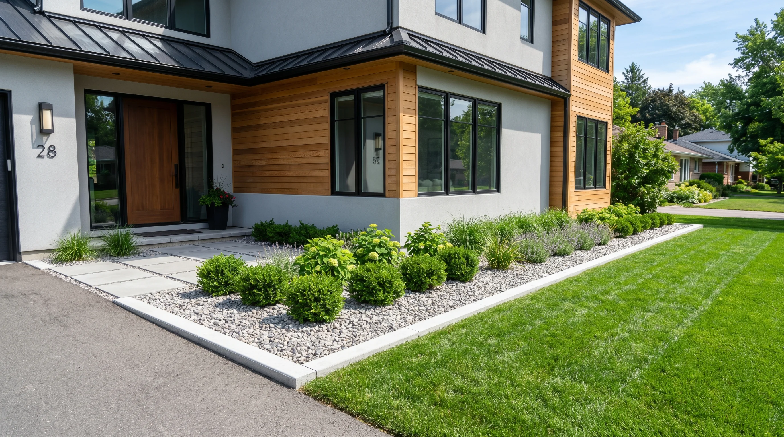 River rock foundation border