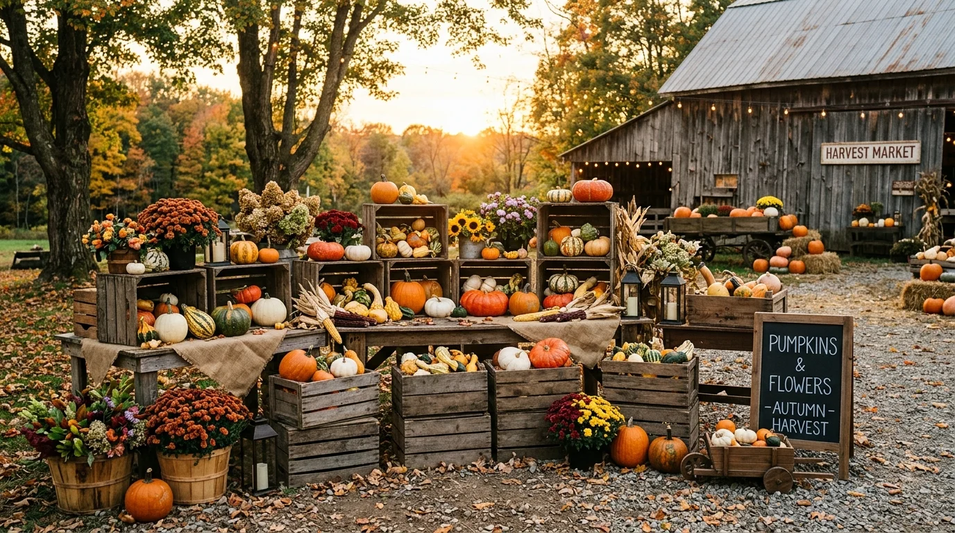 Style pumpkins around planters