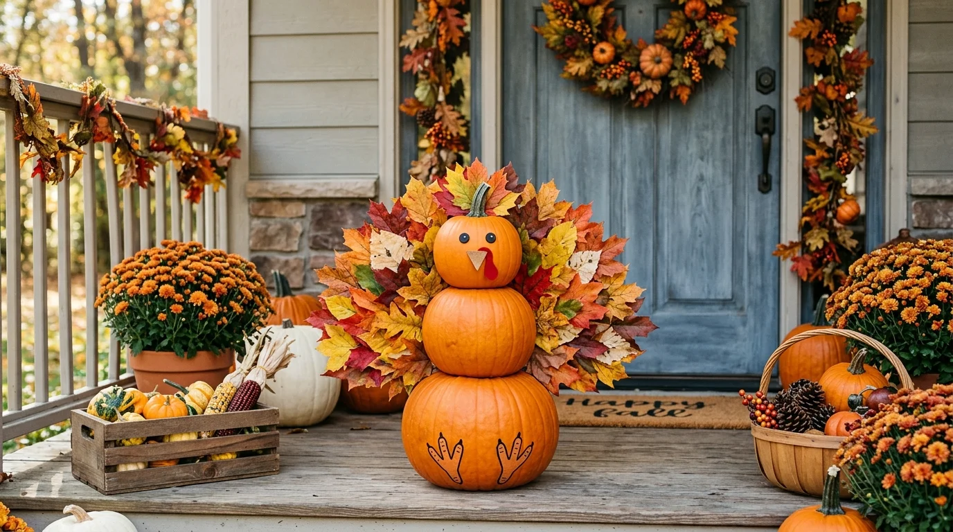 Decorate the porch with a turkey accent