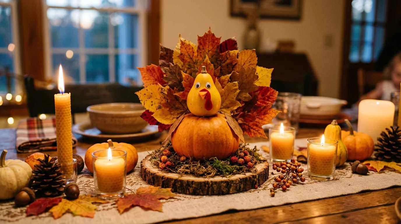 Pair turkey decor with natural textures