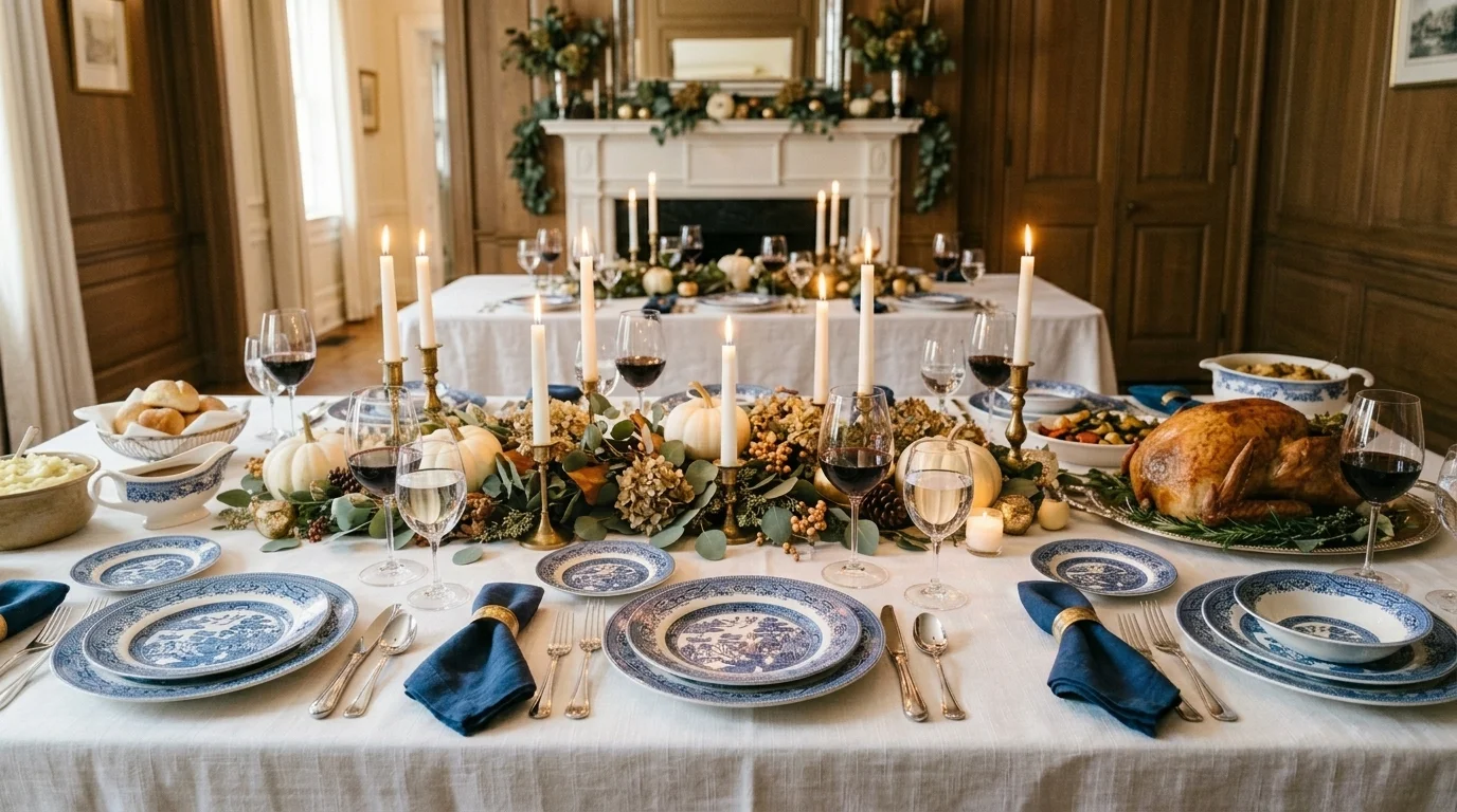 8 Blue and White Thanksgiving Tablescape Ideas for Elegant Holiday Dining