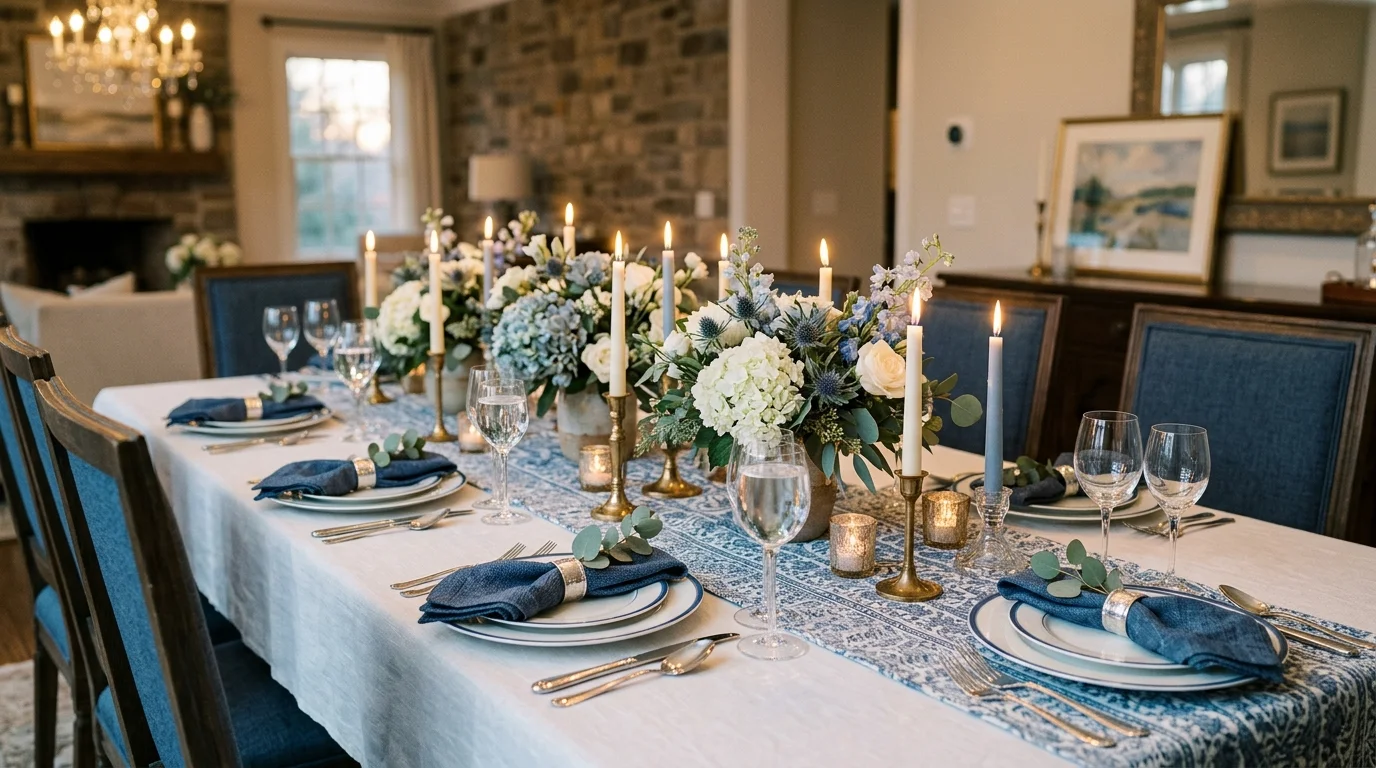 Mix blue glassware or vases