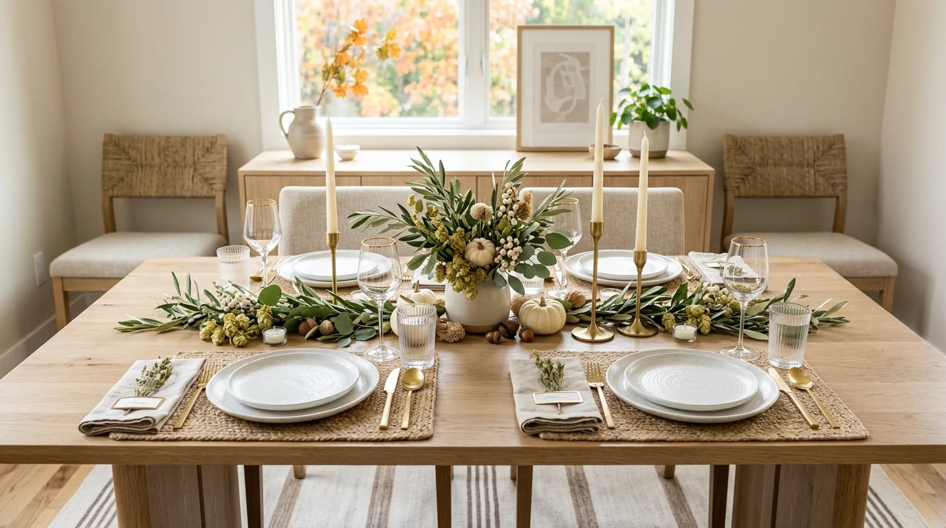 Use a natural centerpiece runner