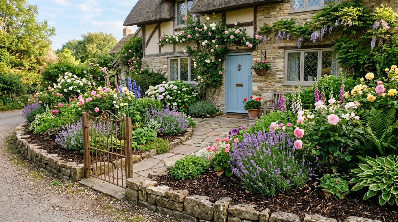 Front yard with mixed rock tones
