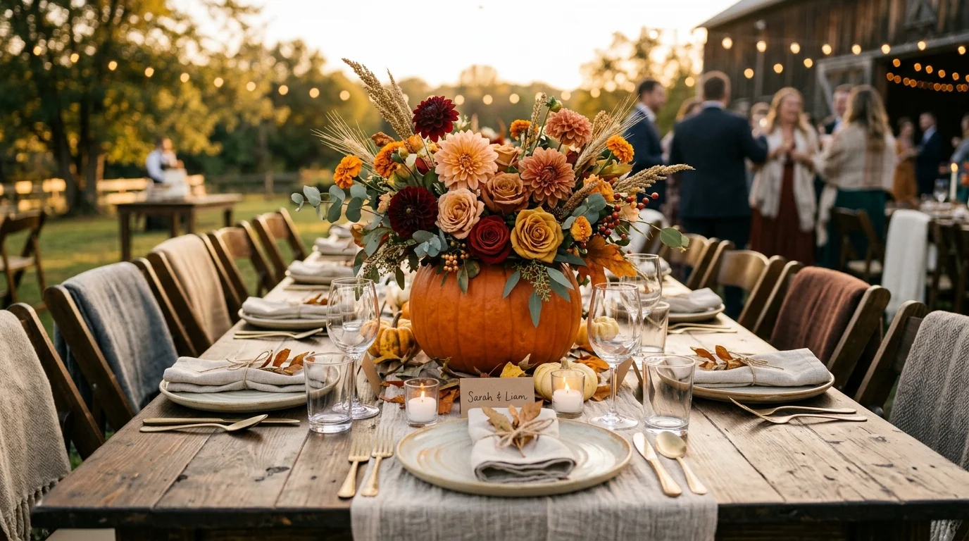 8 Pumpkin Wedding Centerpiece Ideas for a Rustic Fall Celebration
