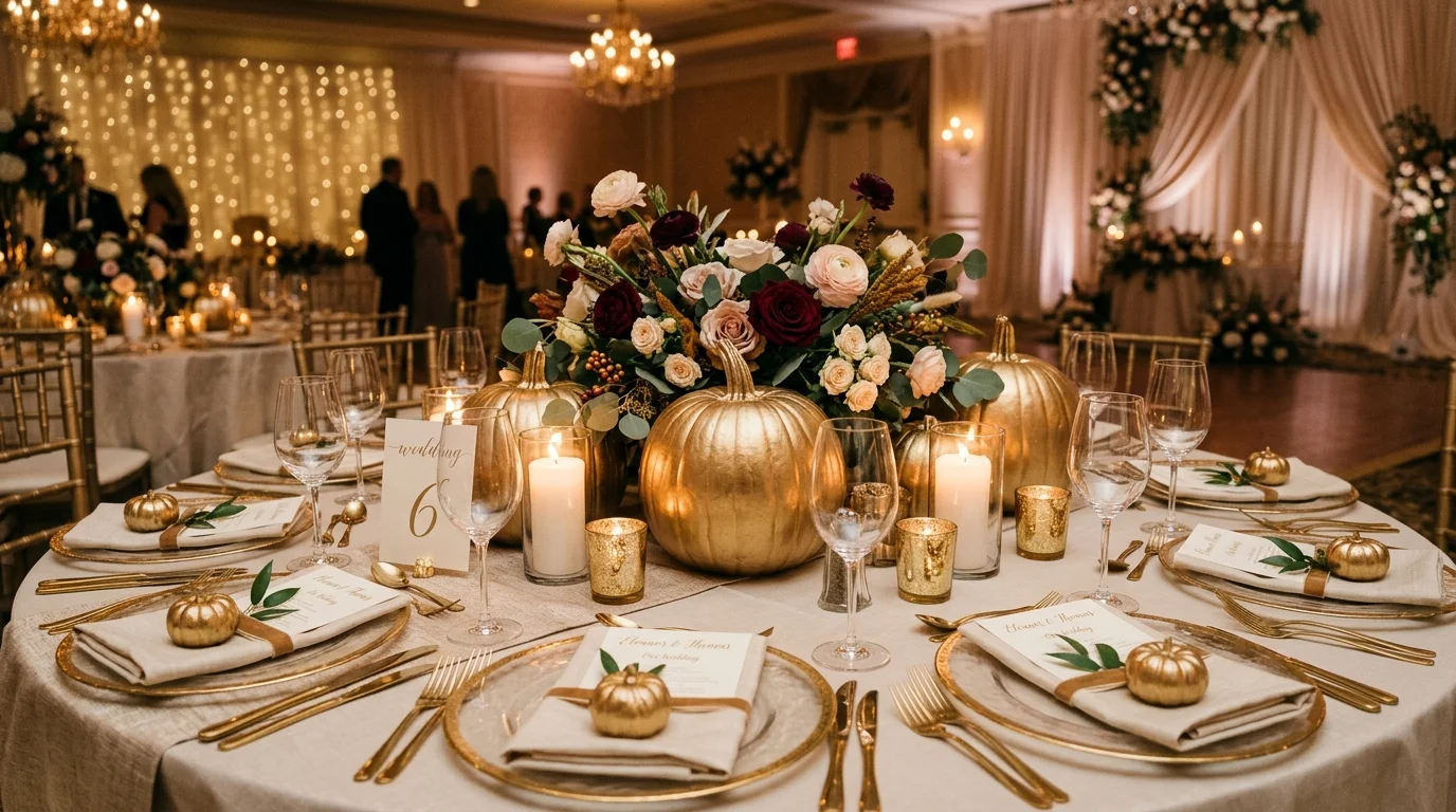 Use gold-painted pumpkin accents