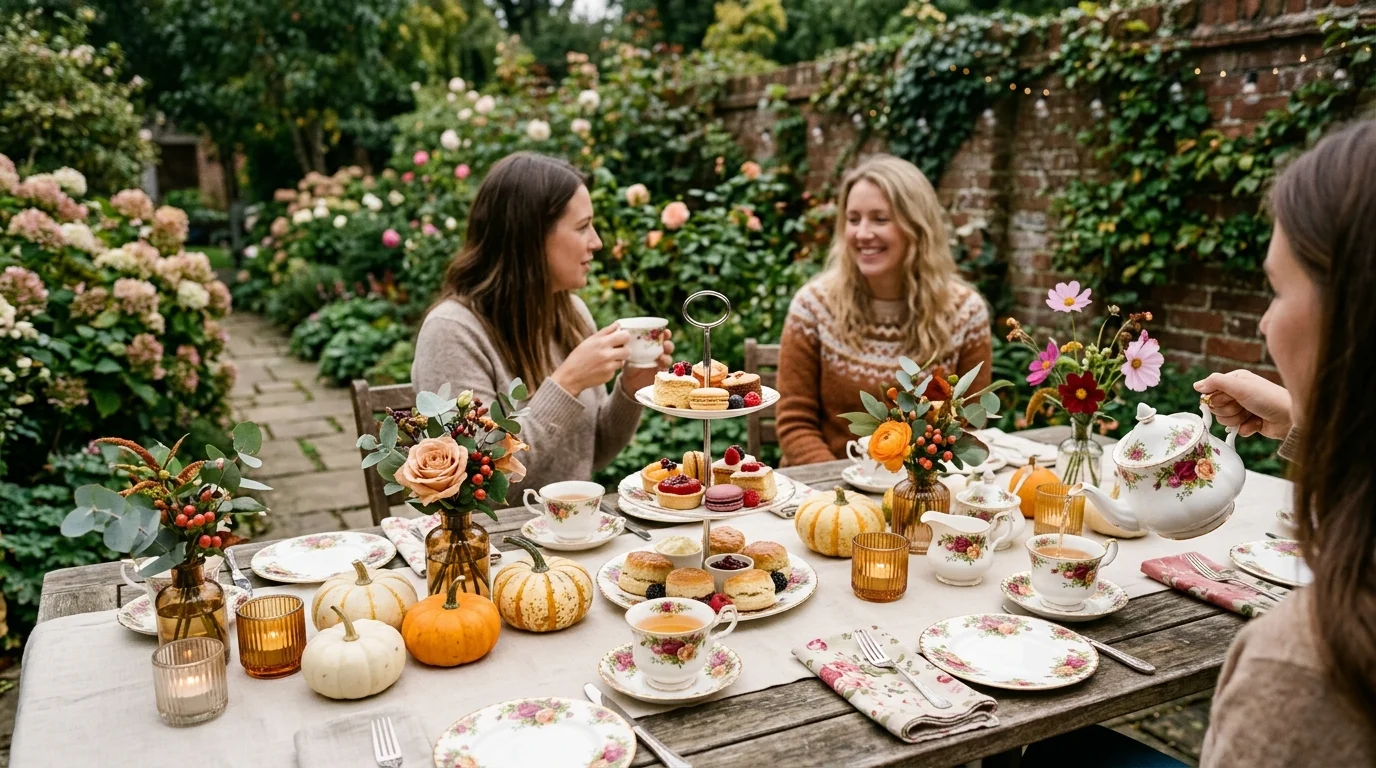 Use a warm fall tablecloth