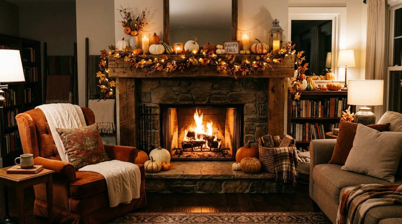 8 Autumn Fireplace Decoration Ideas to Create a Cozy Living Room Atmosphere