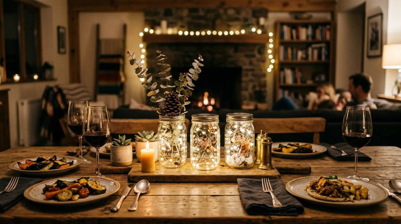 Place jars on wood slices
