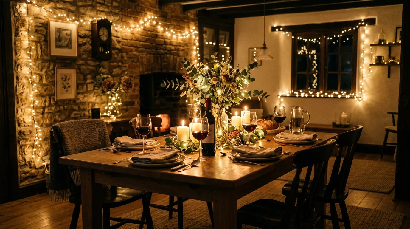 Hang lights behind sheer curtains