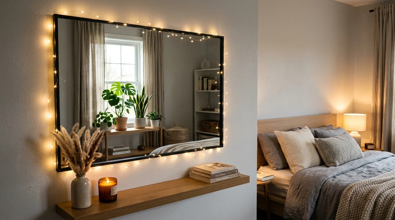 Wrap lights around a headboard