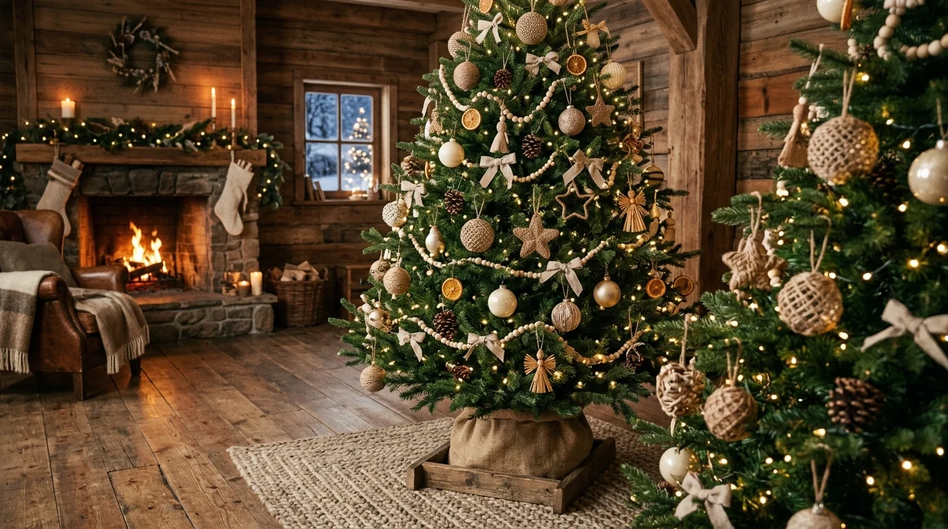 Add plaid ribbon through the branches