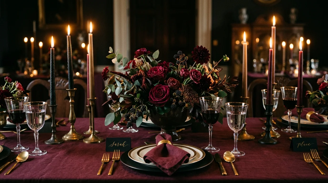 Choose dark floral arrangements
