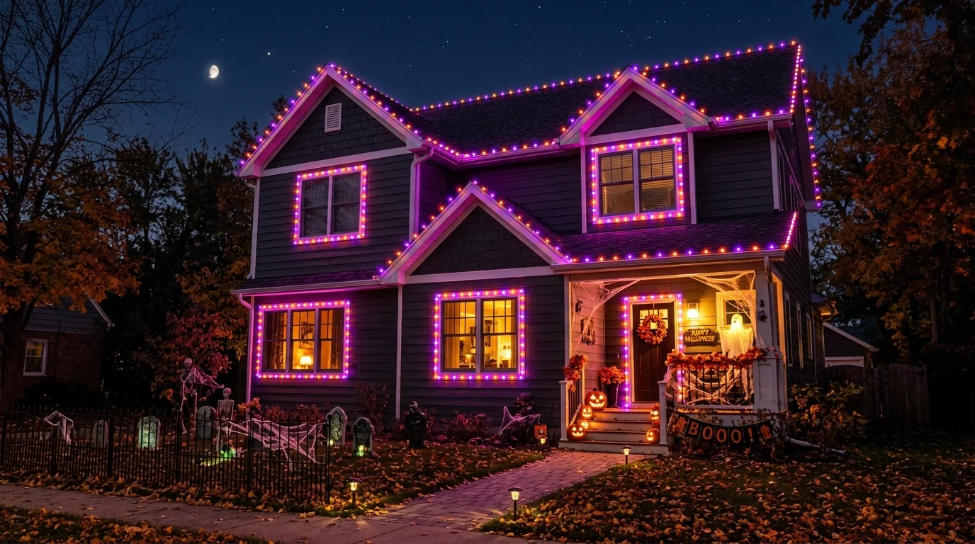 Use orange string lights on railings