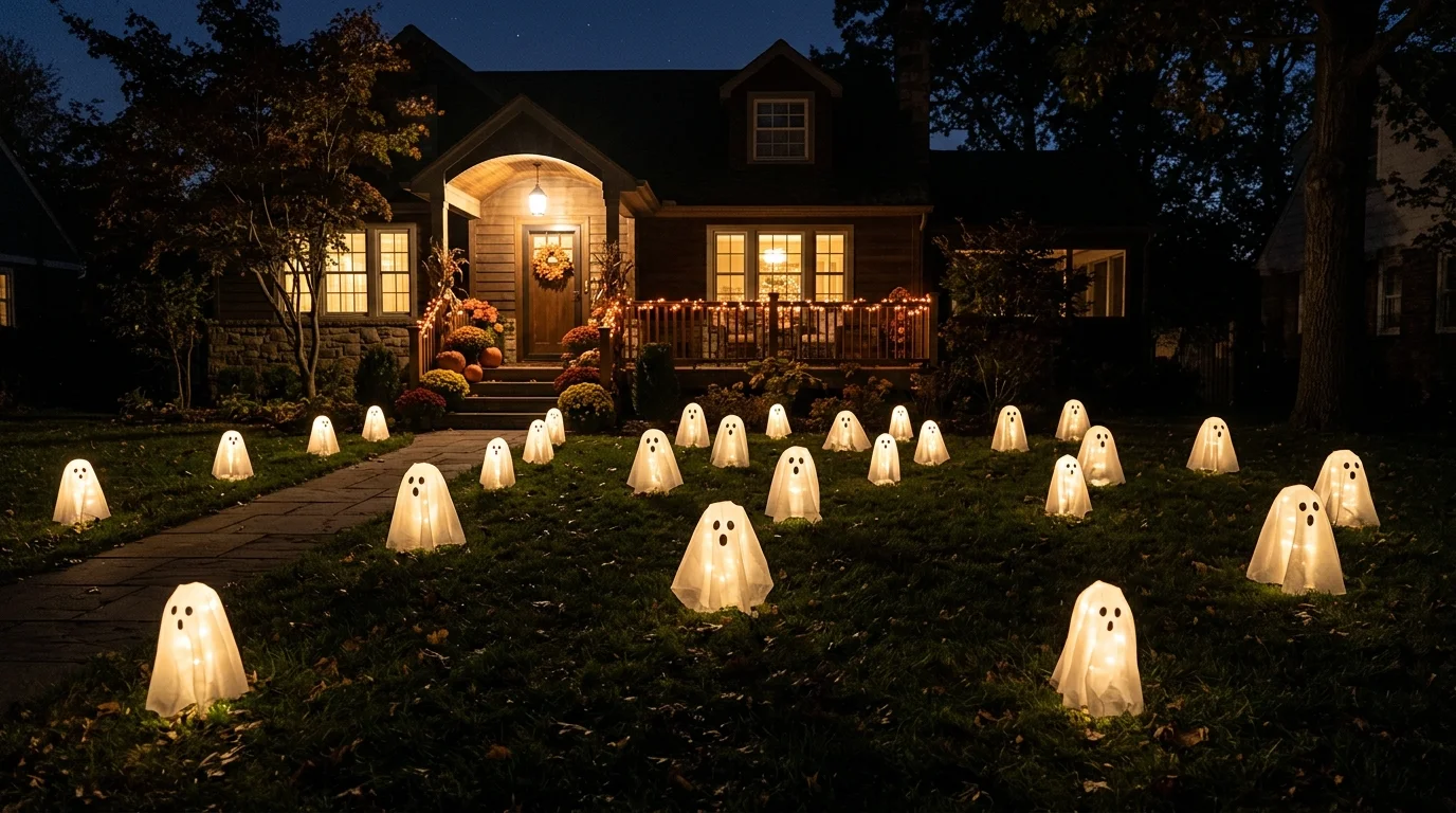 Add light-up ghosts to the lawn