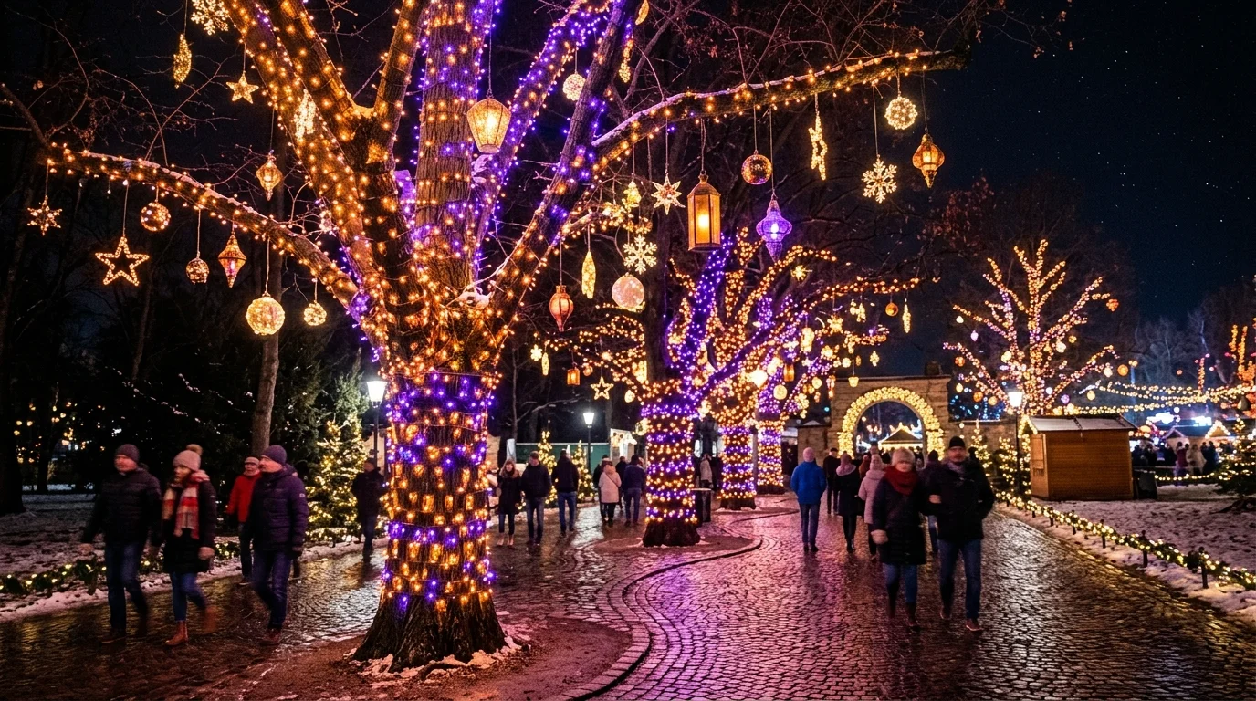 Use purple uplights on trees