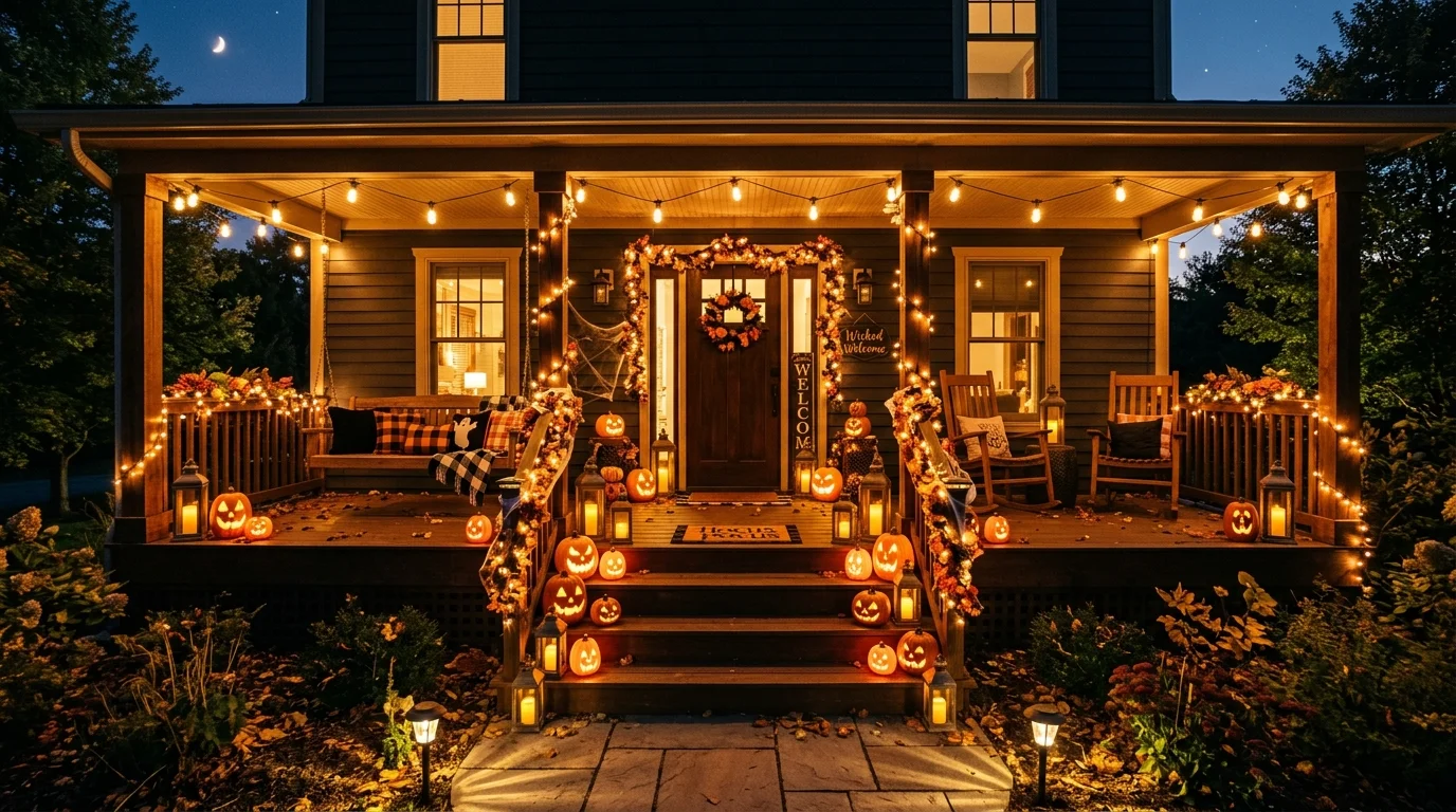 Add glowing skeleton or tombstone props