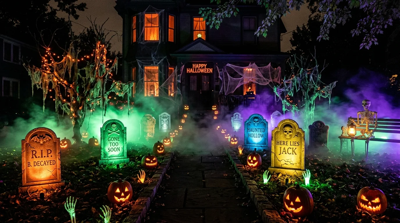 Wrap bushes with net lights