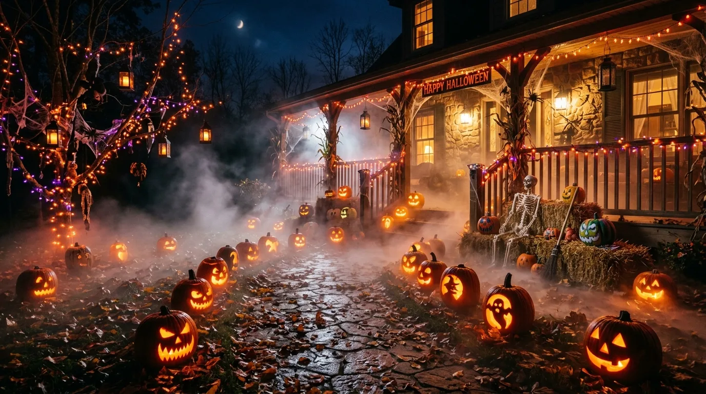 Use orange and purple lights on shrubs