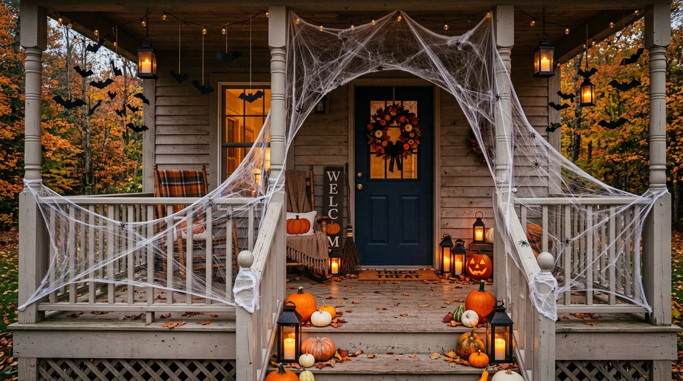 Create a spider takeover on the porch