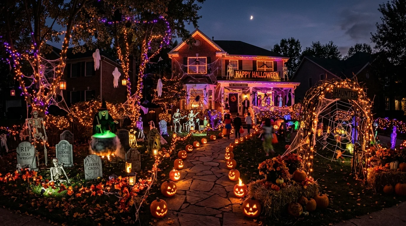 Place spooky silhouettes in windows and fences