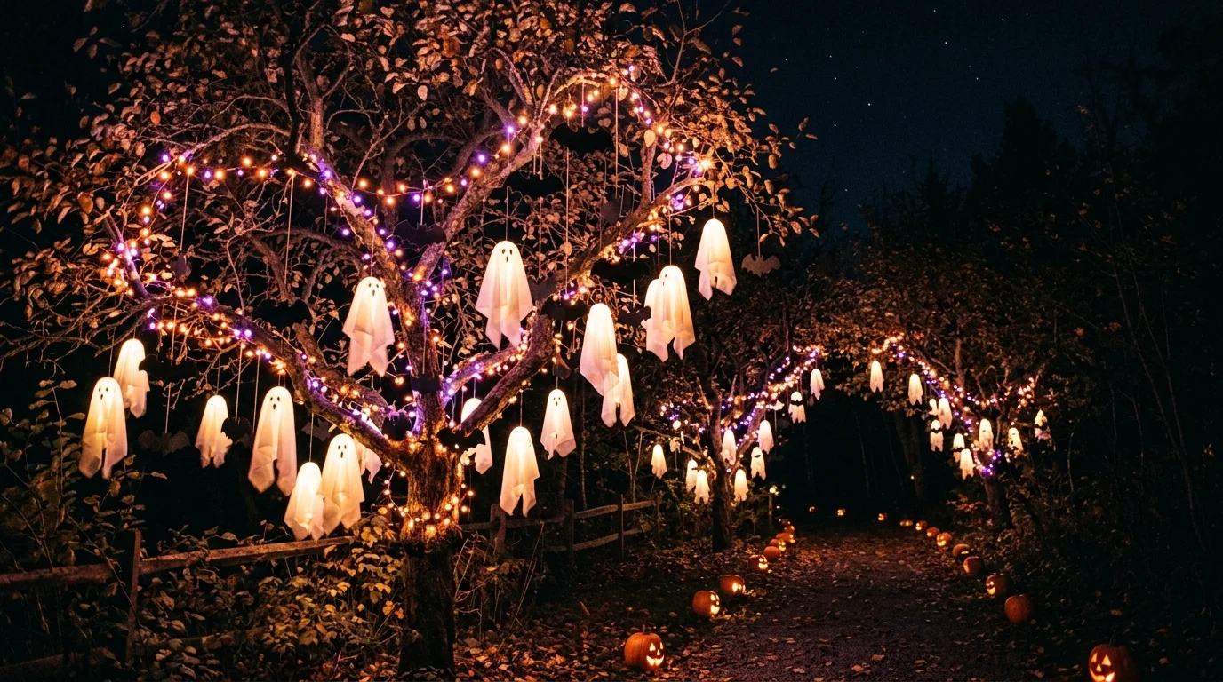 Project spooky shapes on the garage or wall
