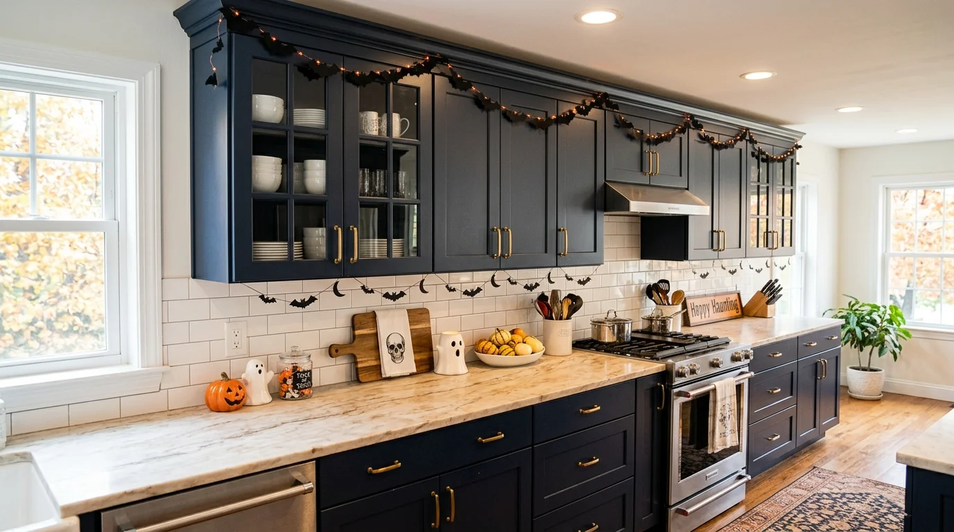 Fill glass jars with candy corn or wrapped treats