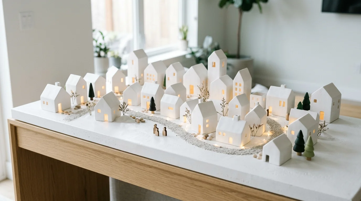 Use a glass cloche for a mini village moment