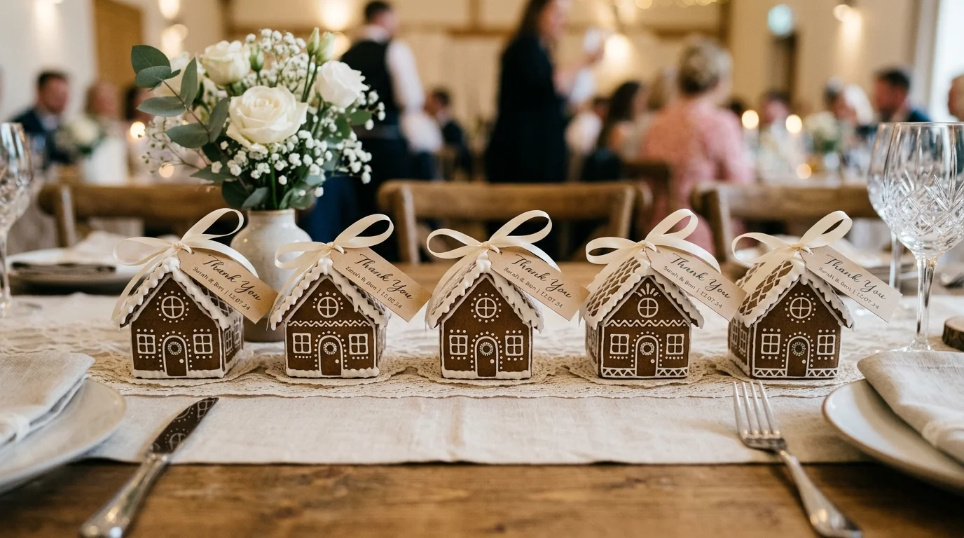 Make a bride and groom cottage scene