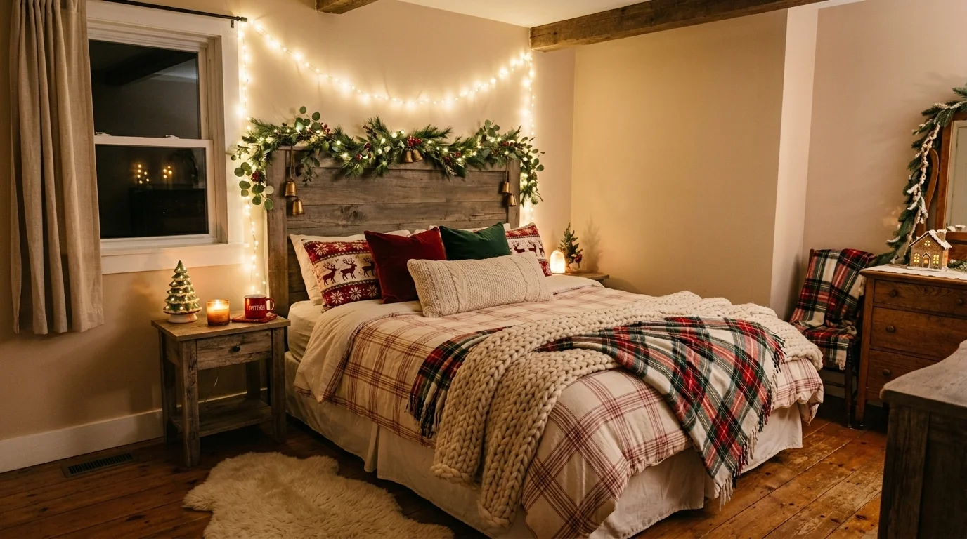 Use greenery on mantels, stairs, and shelves