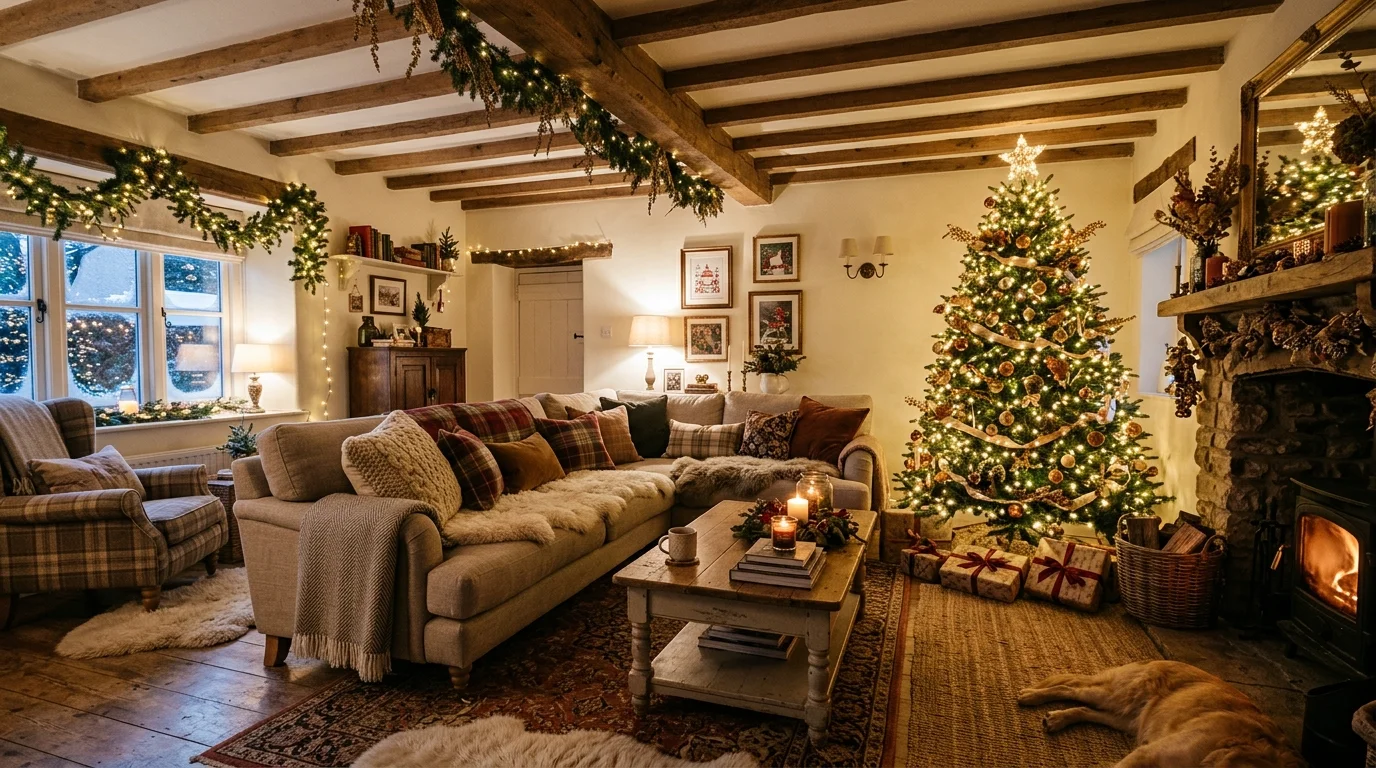 Display holiday books and small figurines