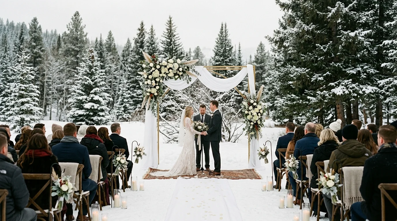 Add gold accents to the ceremony arch