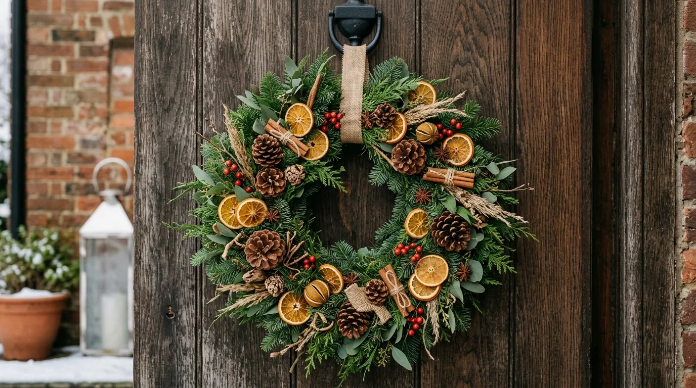 Add dried oranges to wreaths