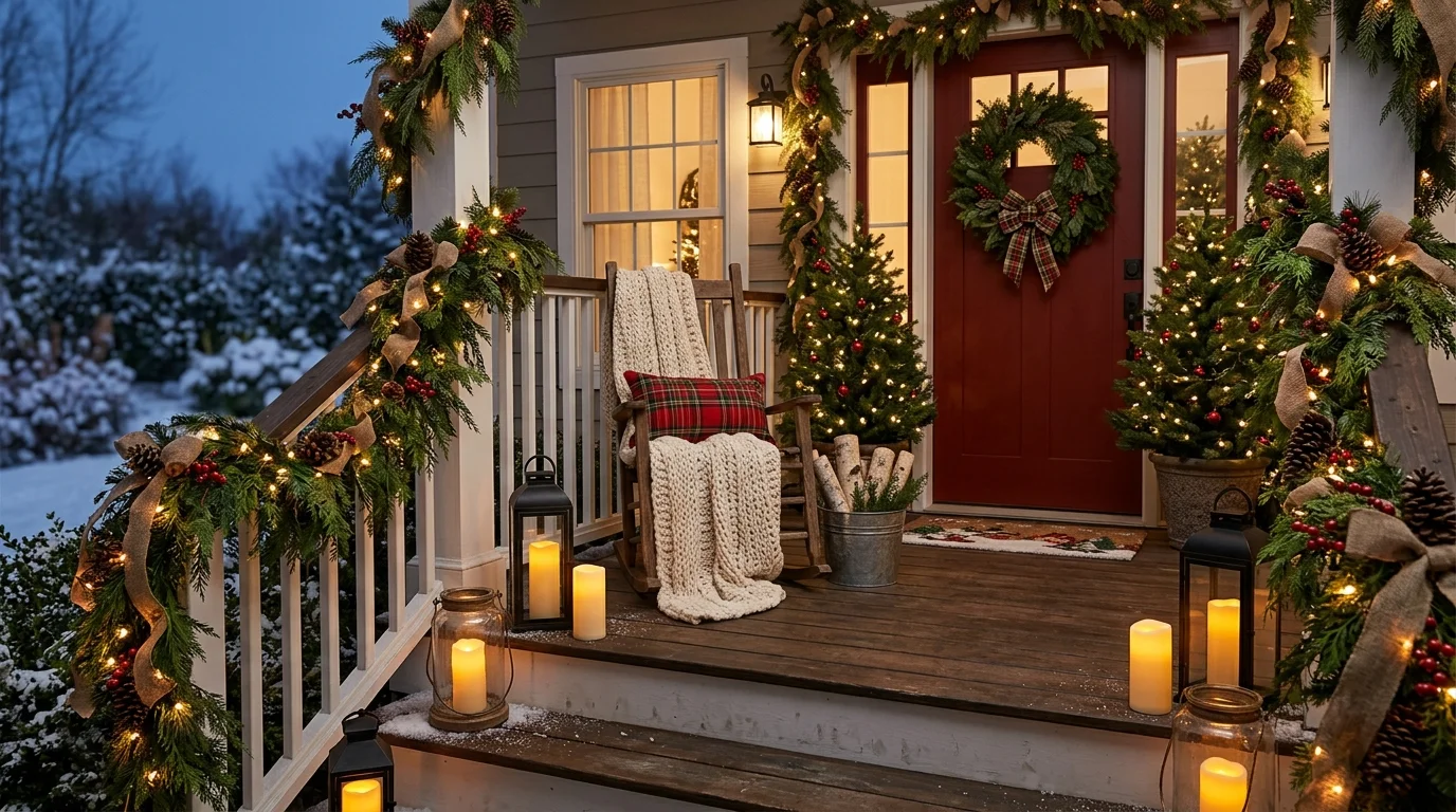 Use battery candles or lanterns beside the railing