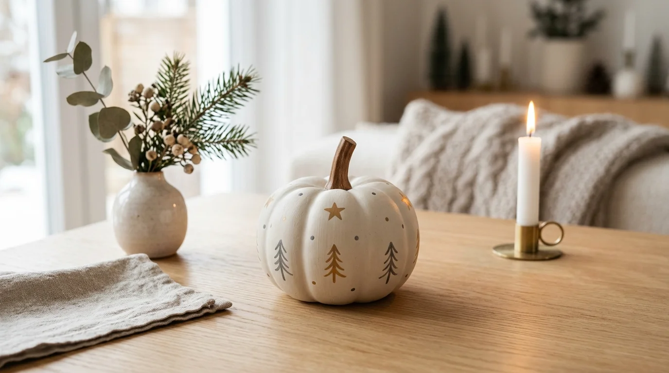 Make green Christmas tree pumpkins