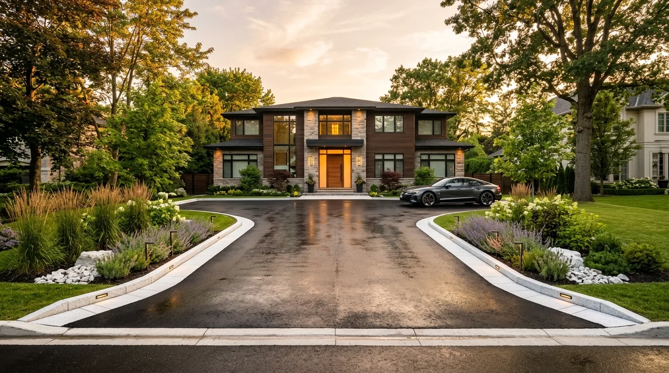 Driveway with lighting