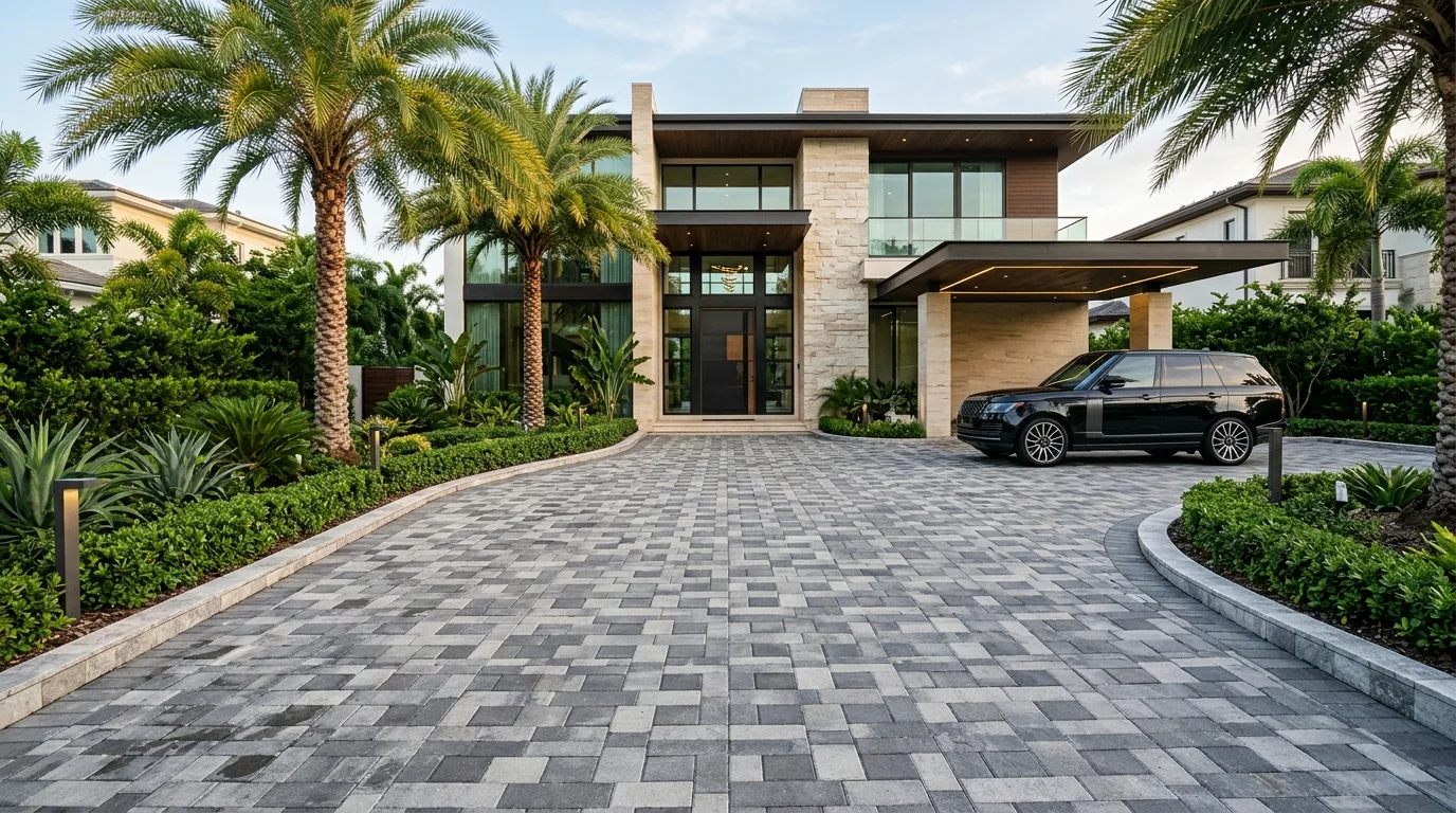 Driveway with greenery