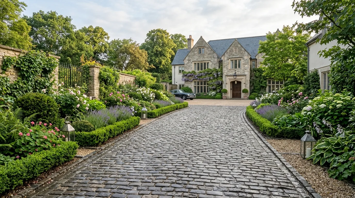 Driveway with dark accents