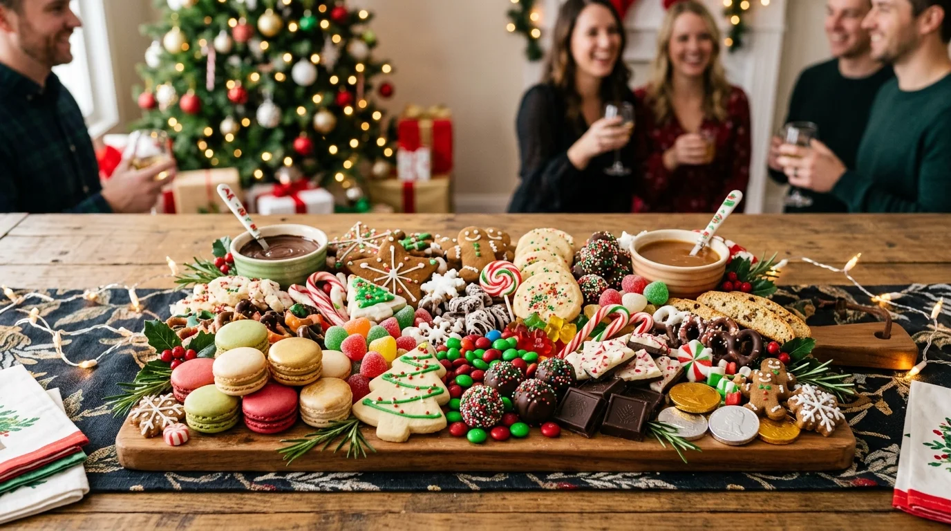 Add mini champagne grapes and cheeses