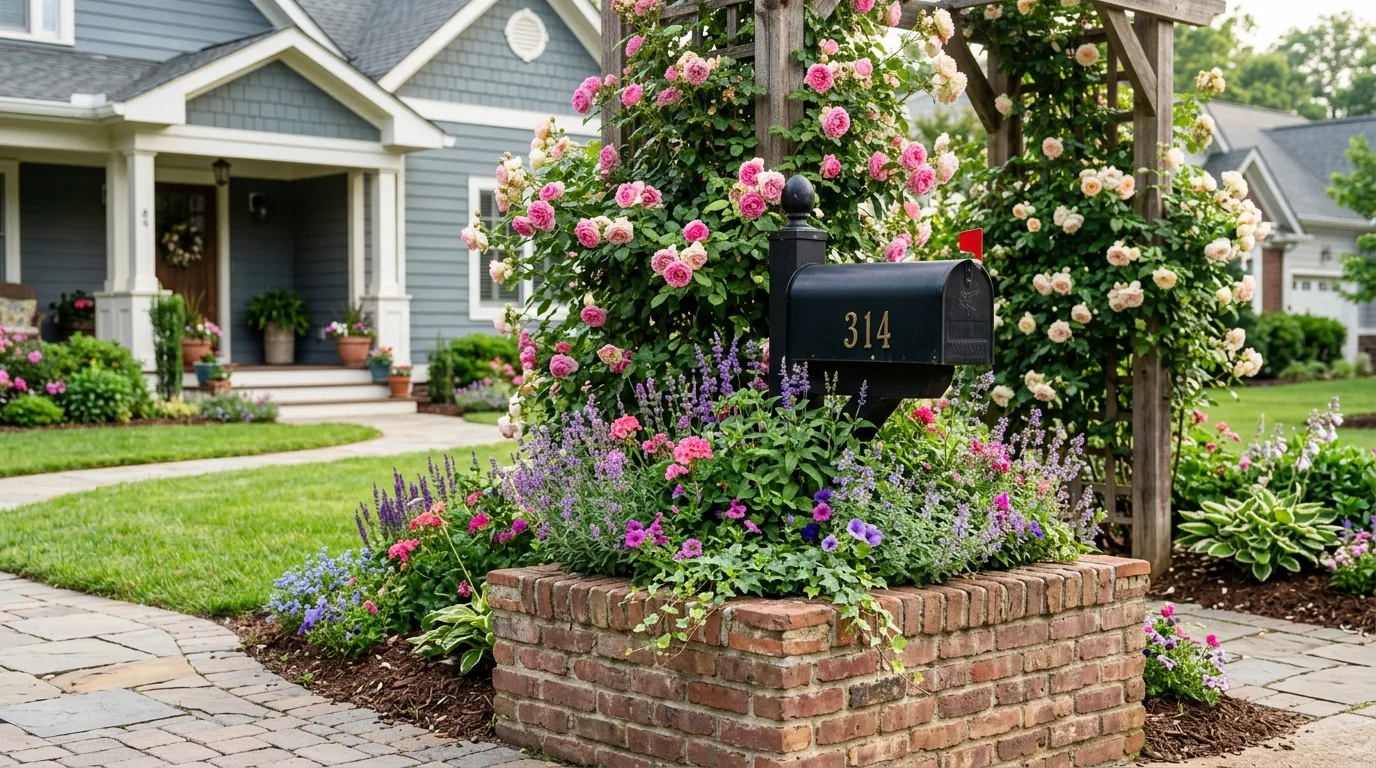 Mailbox with shrubs