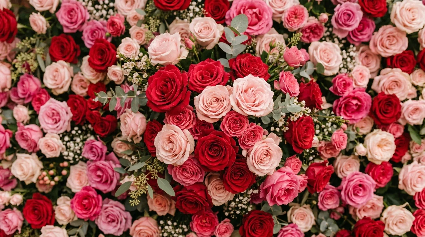 Use tinsel curtains and heart balloons