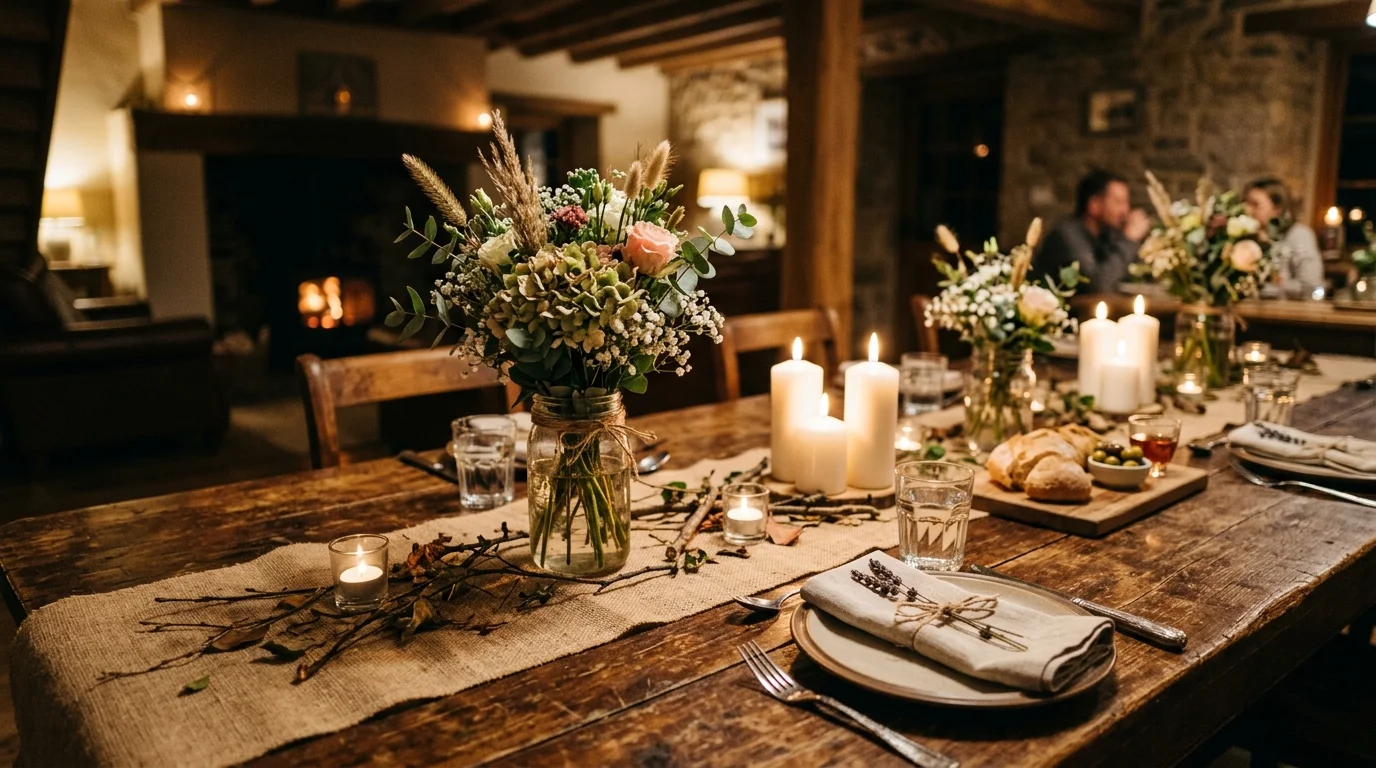 Choose blush and ivory tones