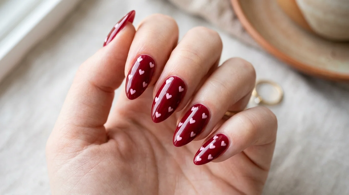 Use French tips with pink heart accents